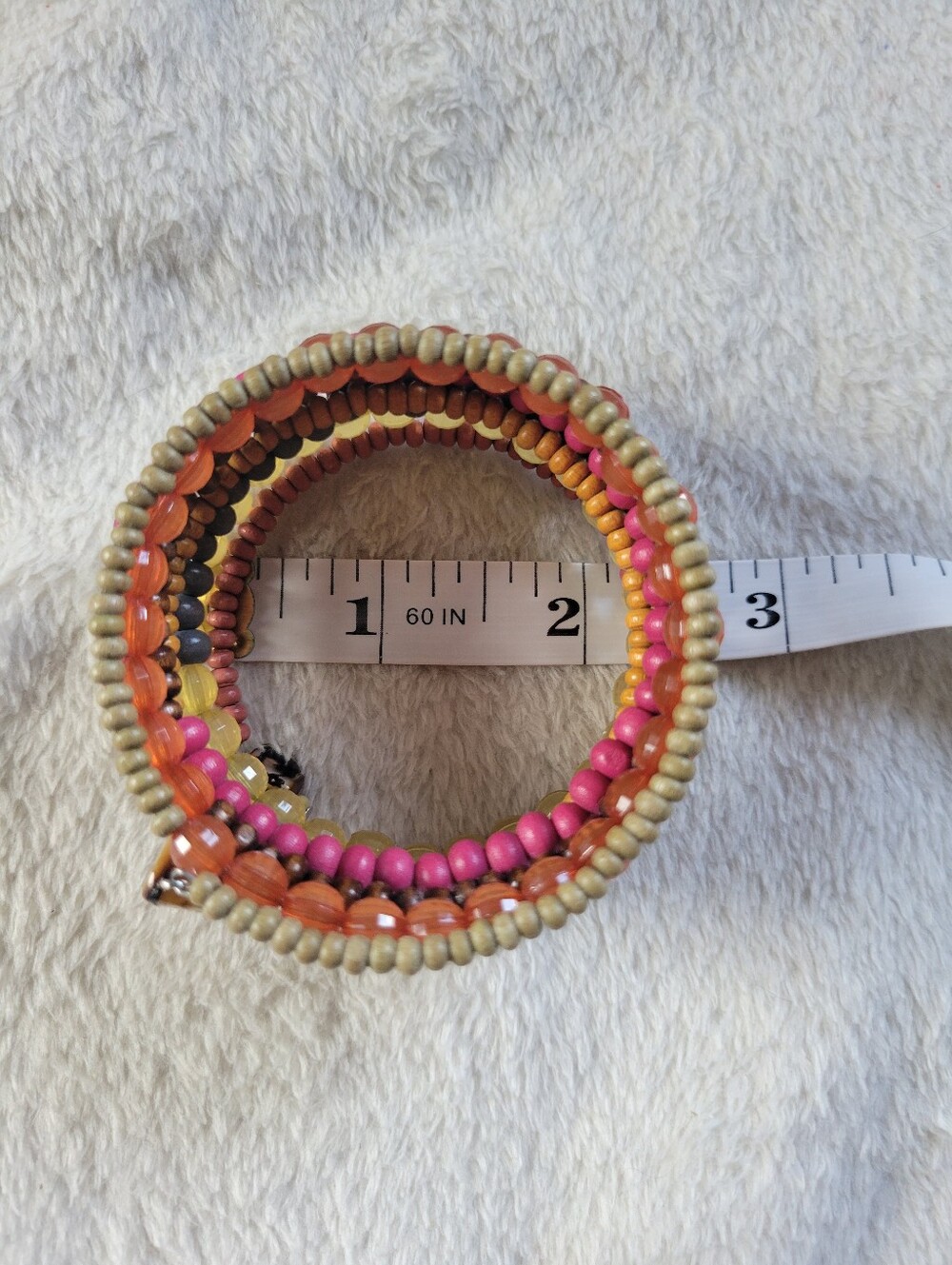 Colorful Boho Multi-Strand Beaded Wire Wrap Bracelet - Picture 6 of 9